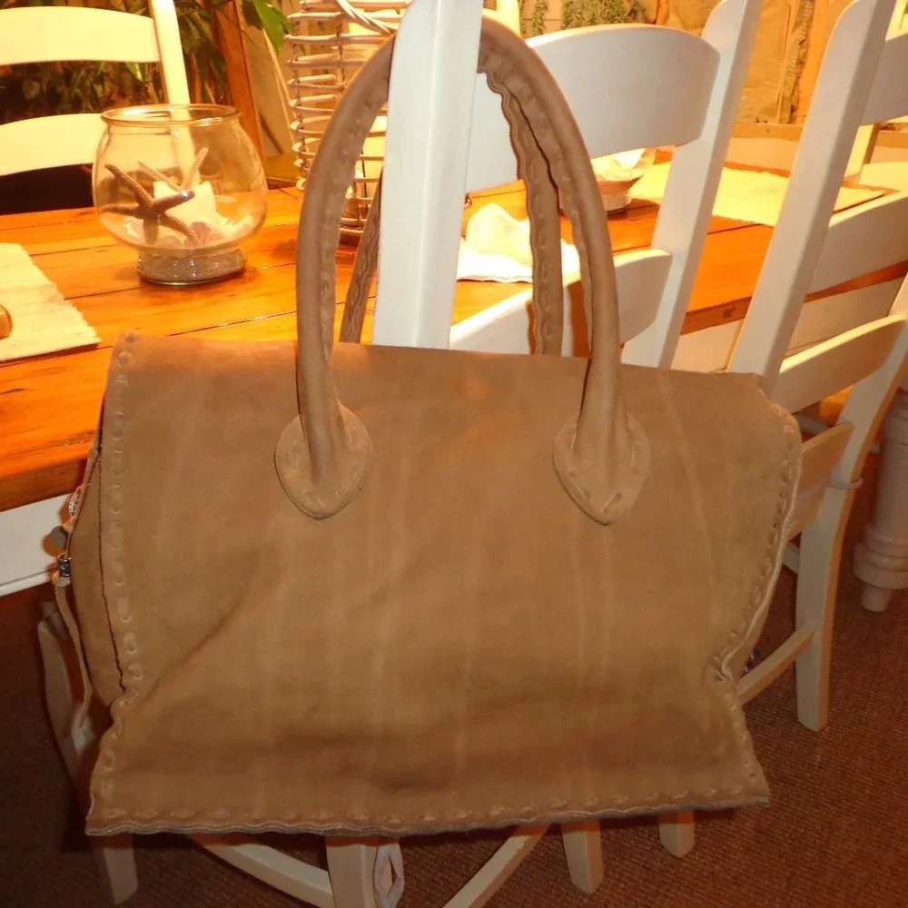 FIRM Simone Camille Suede-Leather Carpet Handbag Double-Handles Tassels
